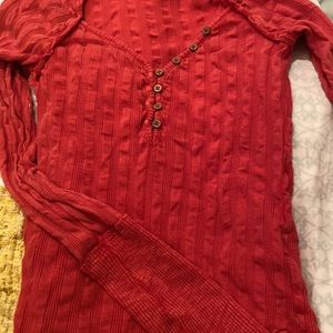 Free People long sleeve button detailed v neck